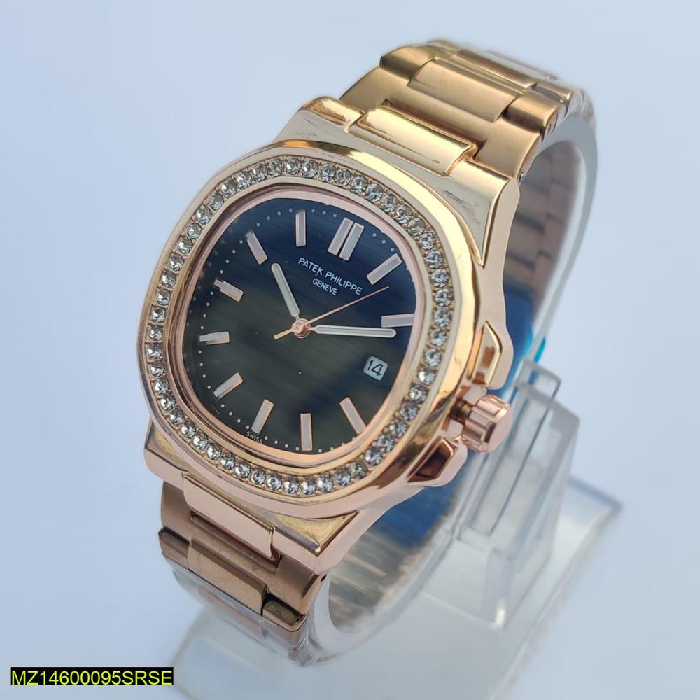 Men's Wrist Watch-Luxury Rose Gold Men’s Watch – Elegant Crystal Bezel Timepiece