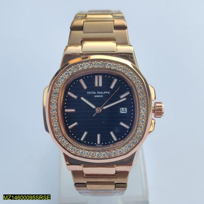 Men's Wrist Watch-Luxury Rose Gold Men’s Watch – Elegant Crystal Bezel Timepiece