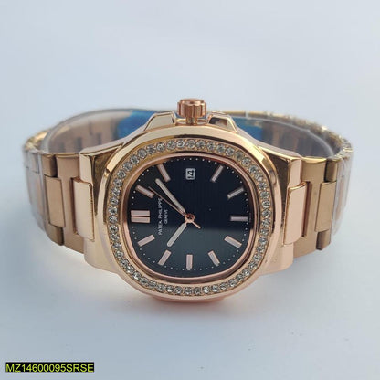 Men's Wrist Watch-Luxury Rose Gold Men’s Watch – Elegant Crystal Bezel Timepiece