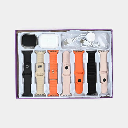 Premium Smartwatch With 7 Interchangeable Straps Included