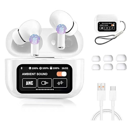 Premium Quality Earbuds-White Airpods A9 Pro Airpods Pro LCD Display
