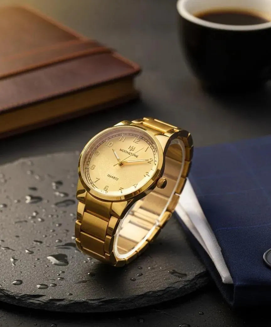 Men's Watch-Men’s Classic Gold Quartz Watch – Stylish Everyday Wear