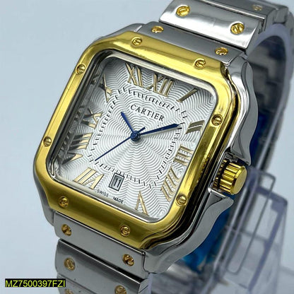 Men's Stainless Steel Analogue Watch – Silver & Gold Classic Timepiece