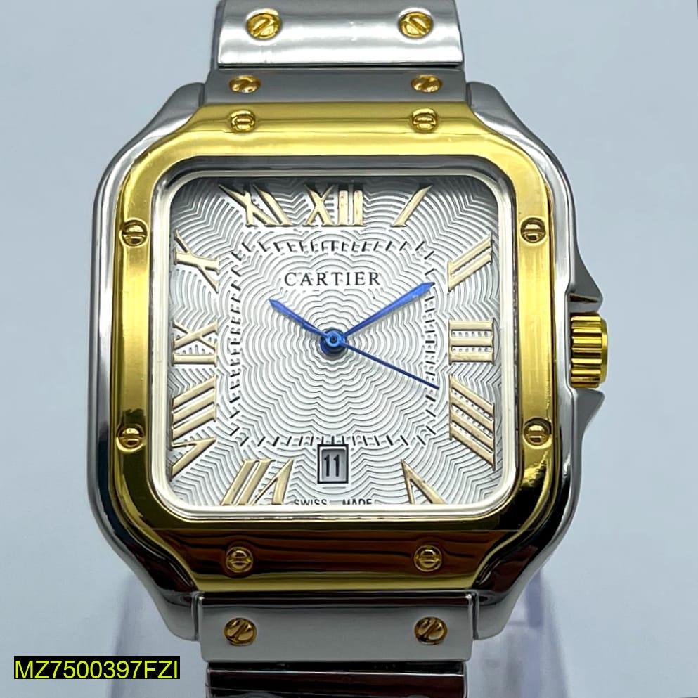 Men's Stainless Steel Analogue Watch – Silver & Gold Classic Timepiece