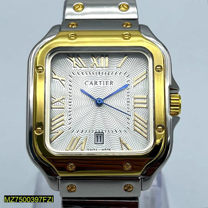 Men's Stainless Steel Analogue Watch – Silver & Gold Classic Timepiece