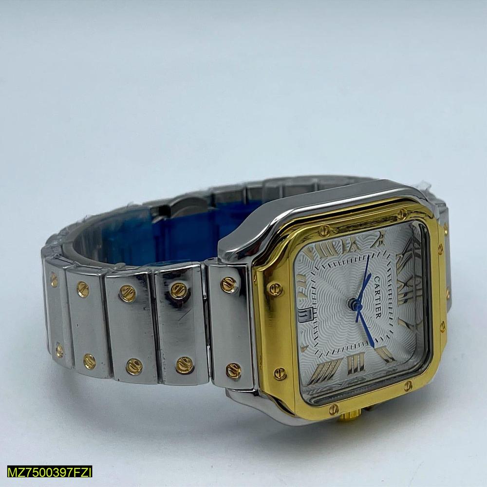 Men's Stainless Steel Analogue Watch – Silver & Gold Classic Timepiece